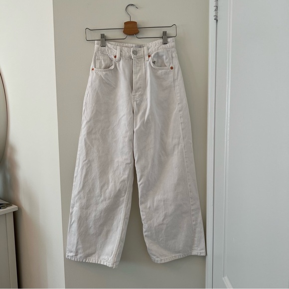 Zara white high-rise wide leg cropped jeans size US 2 never worn - Picture 6 of 7